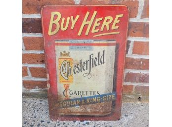 Vintage Metal Chesterfield Cigarettes Sign