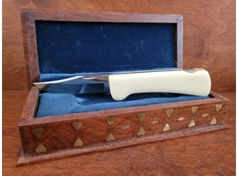 Vintage Large Cold Steel  Clip Mate Lock Back Pocket Knife In Wooden Storage Box