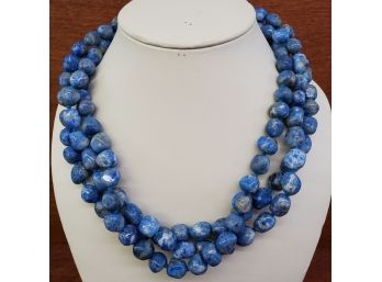 Beautiful Blue Lapis & Sterling Clasp Designer 18' Neclace