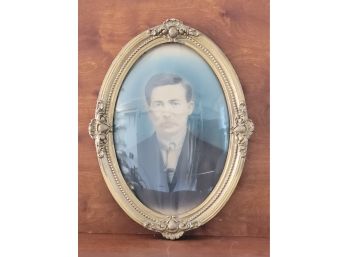 Antique Oval Framed Dome Glass Self Portrait