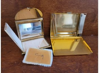 Vintage Ladies Blush Compact With Cigarette And Lighter Compact