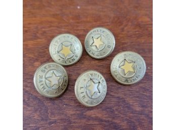 Five Antique Brass White Star Line Uniform Buttons