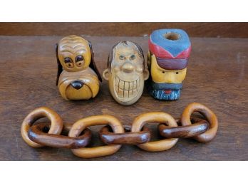 Vintage Hand Carved Wooden Boy Scouts Neckercheif Slides