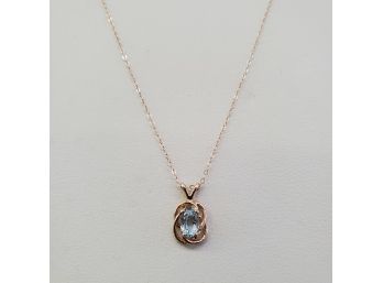 14k Gold Aquamarine Birthstone Pendant