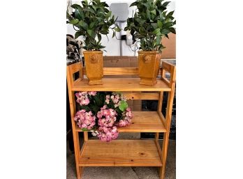 Wood Shelf And Faux Plants