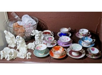 TEACUP COLLECTION INCLUDES SHELLEY , NATIVITY FIGURES , AND A PUNCHBOWL