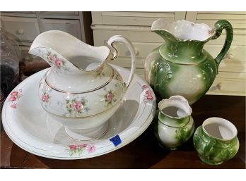 VICTORIAN PITCHER AND WASHBASIN SET WITH EXTRAS