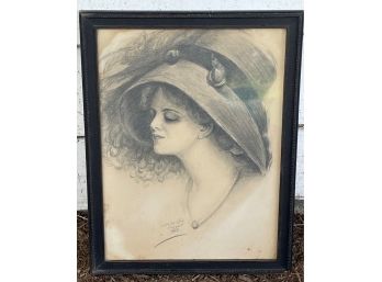 1909 PENCIL DRAWING OF HOPE JOHNSTON , NEW YORK. POSSIBLY CHARLES DANA GIBSON