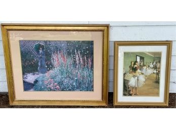 2 DECORATIVE ART PRINTS IN GILT FRAMES