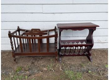 2 MAHOGANY MAGAZINE RACKS