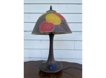 CONTEMPORARY PAIRPOINT STYLE REVERSE PAINTED TABLE LAMP