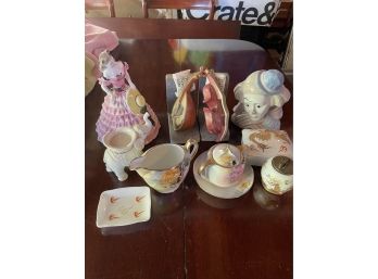 PORCELAIN GROUPING INCLUDES  NORITAKE , GOLDSHEIDER FIGURE, ETC