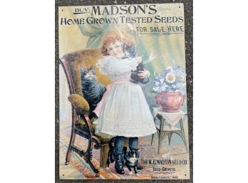 REPRODUCTION TIN  MADSONS SEED SIGN