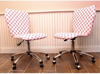 Pair Of Pottery Barn Teen Polk-A-Dot Office Chairs