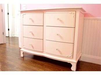 Distressed White Chest Of Drawers With Clear Glass Pulls