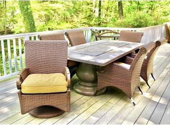 Cast Classics Outdoor Table, Chairs And Glass Top Serving Cart