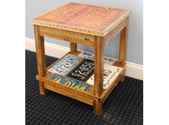 Handmade License Plate & Ruler Side Table