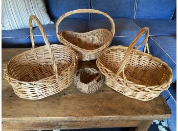 Bundle Of Vintage Natural Wicker Baskets