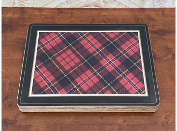 Set Of Red And Green Tartan Plaid Pimpernel Cork Placemats Made In England