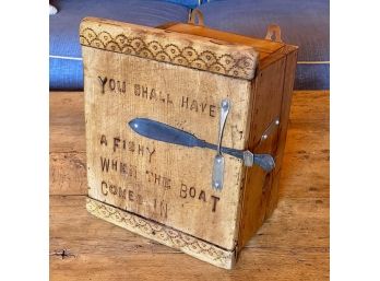 Quirky Pine Fish Box With Butter Knife Latch & Carved Details