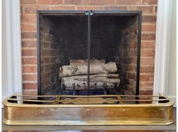 Antique English Brass Fireplace Fender