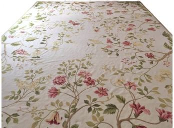 Large Botanical Motif Needlepoint Full Room Area Rug