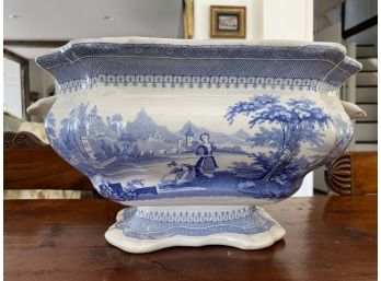 Vintage George Phillips Longport Staffordshire 'verona' Porcelain Transferware Crock