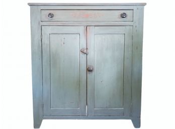 Antique Painted Country Farmhouse Jelly Cupboard With Stenciling