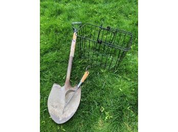 Garden Shovel And Bicycle Basket