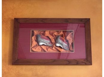 Creatively Framed Antique Chinese Shoes - Maple Frame