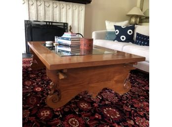 Impressive Teak And Glass Coffee Table