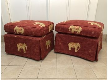 A Great Pair Of  Upholstered Ottoman With Removeable Cleanable Cushion Top