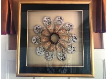 Beautifully Framed Antique Chinese Silk Embroidered Cloud Collar