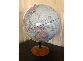 17'H World Globe On Axis And Wood Base