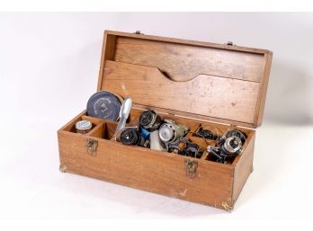 Tackle Box Filled With Reels & Various Fishing Gear