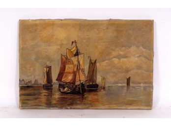 Antique Maritime Scene Painting