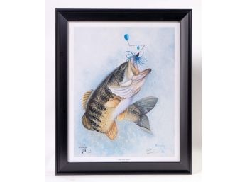 Signed Vincent Heuring ' Blue Plate Special' Largemouth Bass Print