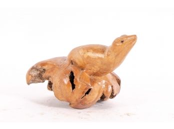 Carved Burlwood Seal Figurine