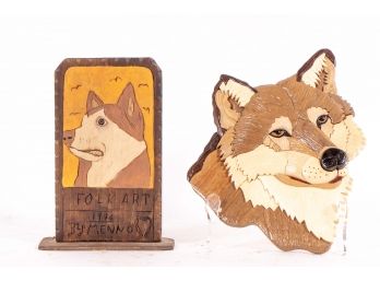 Signed Husky Folk Art