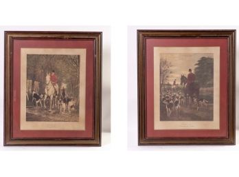 Pair Of Antique Hunting Engravings: ' Morning Going To Cover' And ' Evening Returning To The Kennels'