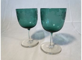 Depression Glass Etched Cordial Glasses