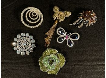 Buttery Fly And Floral Brooch Pin Lot