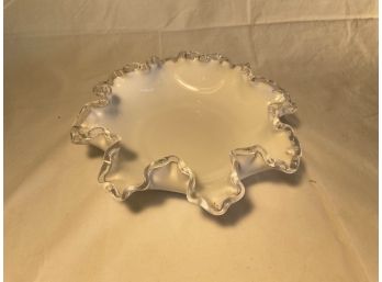 Ruffle Edge White Glass Candy Dish