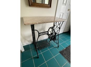 Antique Singer Sewing Table Base With Marble Top