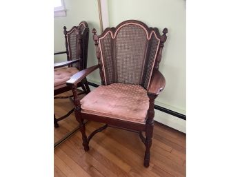 Victorian Era Wing Back Chair With Wicker Sides - Payne Furniture Co. 1909