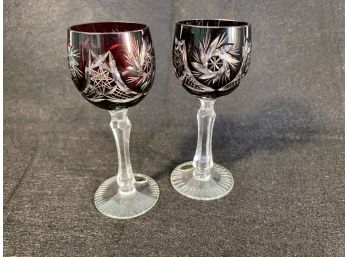 Hand Cut Hungarian Bohemian Cordial Glasses - American Cut Crystal Corp