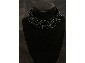 Black Beaded Choker Style Necklace