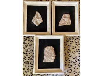 Cool Framed Stone Relief, Greek, Set Of 3