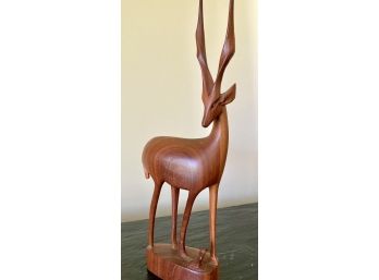 Kenya Hand Carved Wooden Impala With Friend