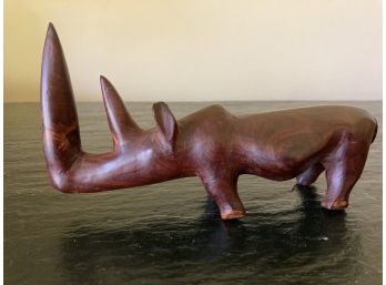 Carved Wooden Rhino - Mahogany?